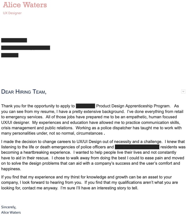 best creative cover letter
